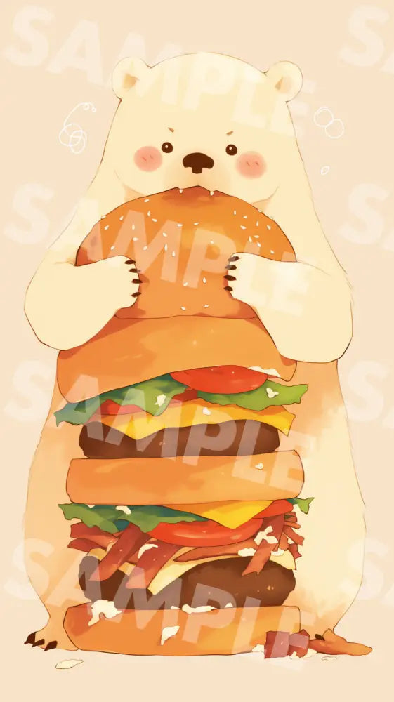 Digital Image Picture Photo Art Polar Bear And Hamburger Wallpaper Background Dl0646