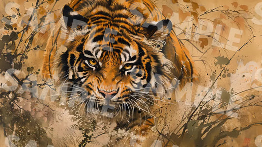 Digital Image Picture Photo Art Tiger Japanese Style Wallpaper Background Dl0227