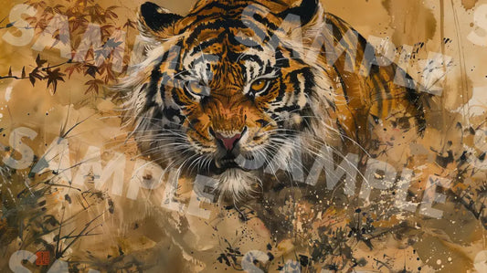 Digital Image Picture Photo Art Tiger Japanese Style Wallpaper Background Dl0228