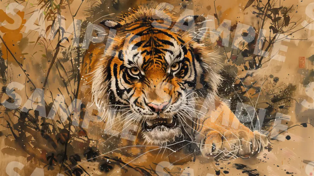 Digital Image Picture Photo Art Tiger Japanese Style Wallpaper Background Dl0229