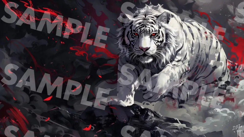 Digital Image Picture Photo Art Tiger Japanese Style White Wallpaper Background Dl0339