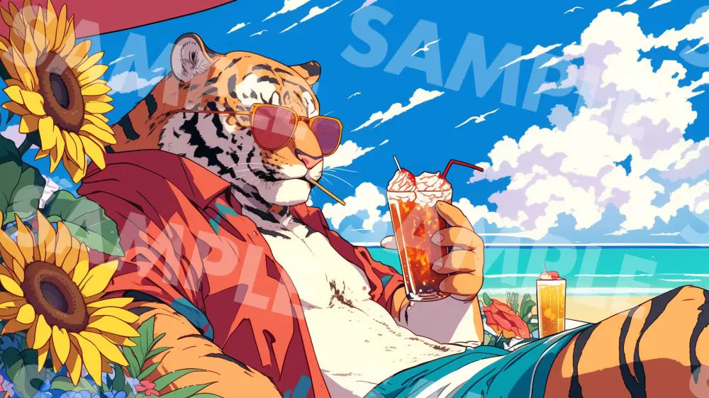 Digital Image Picture Photo Art Tiger Summer Time Wallpaper Background dl0784