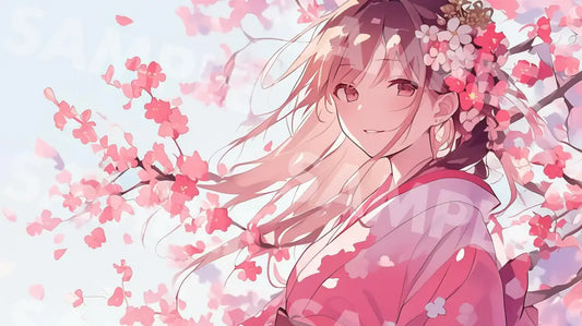 Digital Image Picture Photo Art Woman And Sakura Background Dl0628