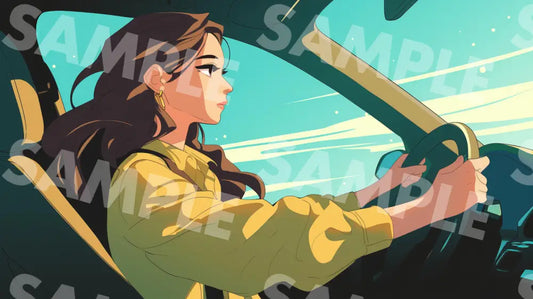 Digital Image Picture Photo Art Woman Driving A Car Background Dl0594