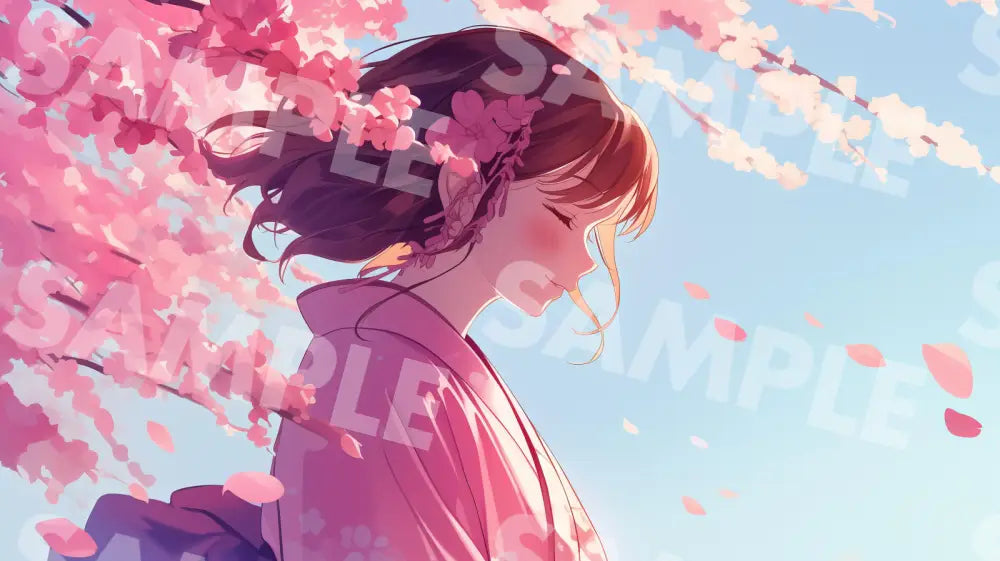 Digital Image Picture Photo Art Woman With Sakura Background Dl0620