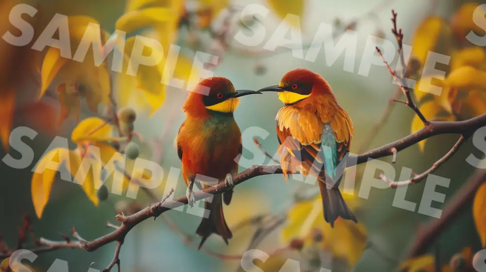 Digital Image Picture Photo Bird Two Colorful Birds Wallpaper Background Dl0137