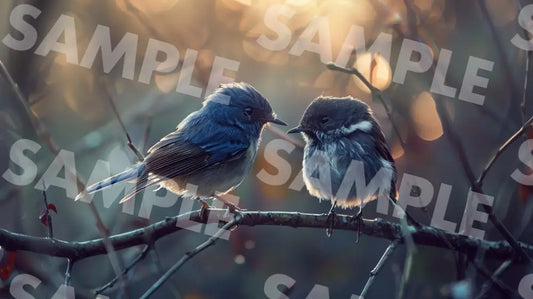 Digital Image Picture Photo Bird Two Little Birds Wallpaper Background Dl0136