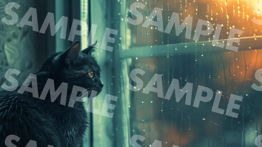 Digital Image Picture Photo Cat By The Window Wallpaper Background Dl0234