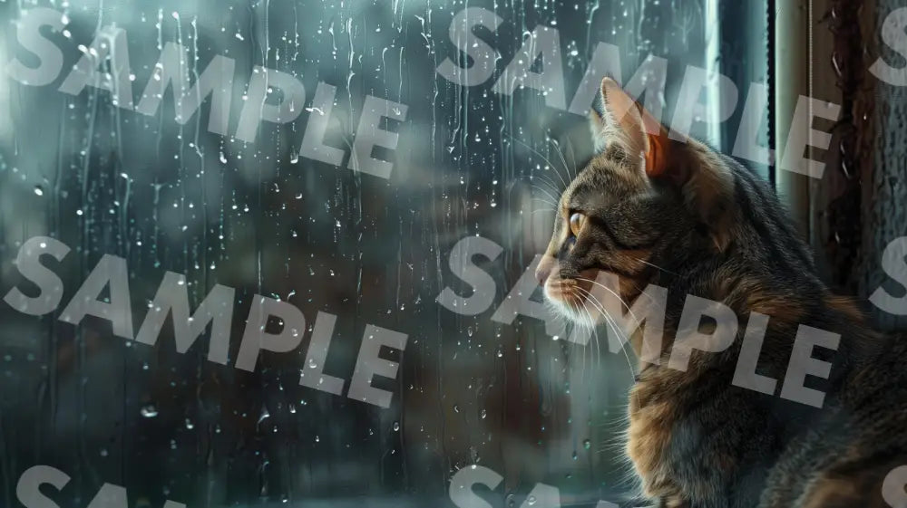 Digital Image Picture Photo Cat By The Window Wallpaper Background Dl0235