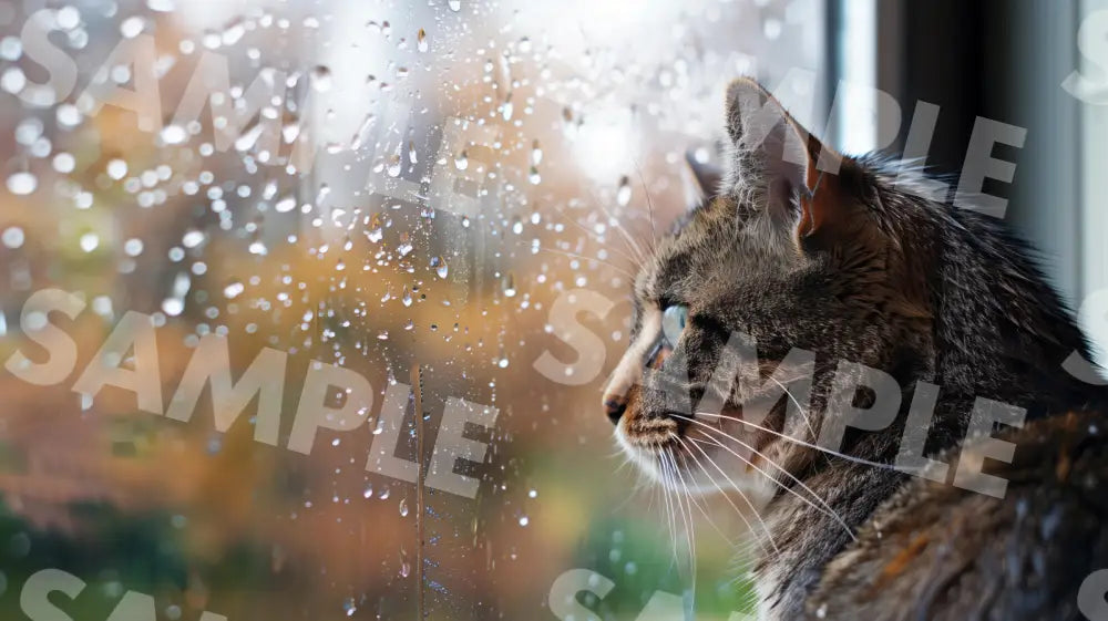 Digital Image Picture Photo Cat By The Window Wallpaper Background Dl0236