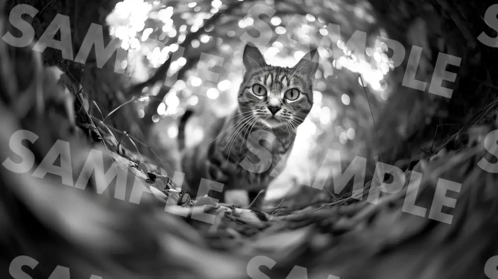 Digital Image Picture Photo Cat In The Forest Wallpaper Background Dl0443