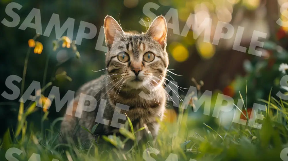 Digital Image Picture Photo Cat In The Yard Wallpaper Background Dl0436