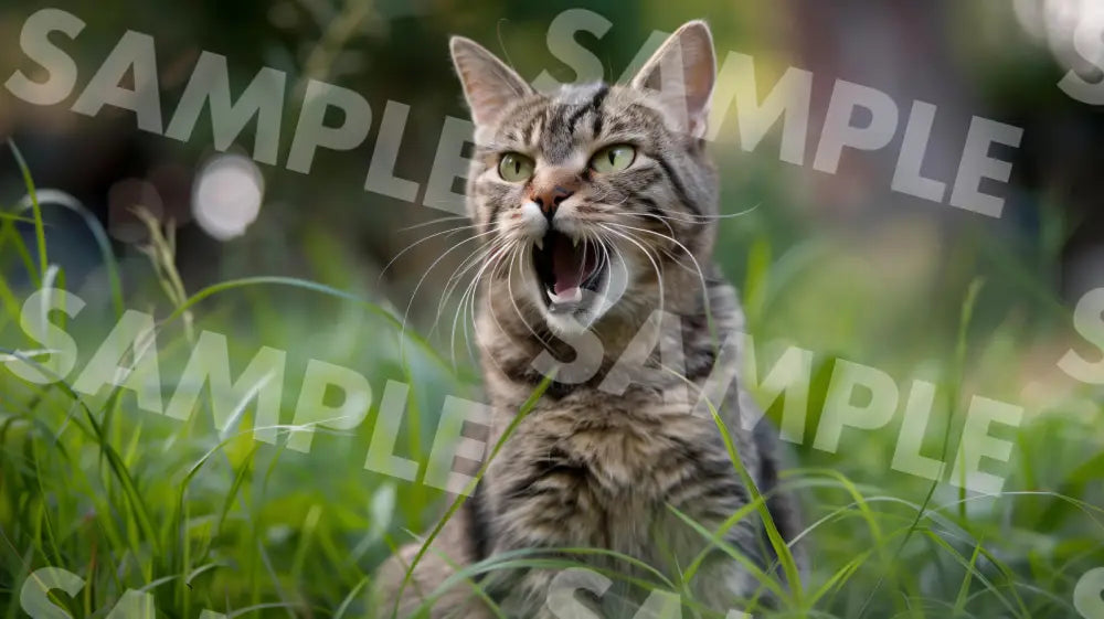 Digital Image Picture Photo Cat In The Yard Wallpaper Background Dl0437