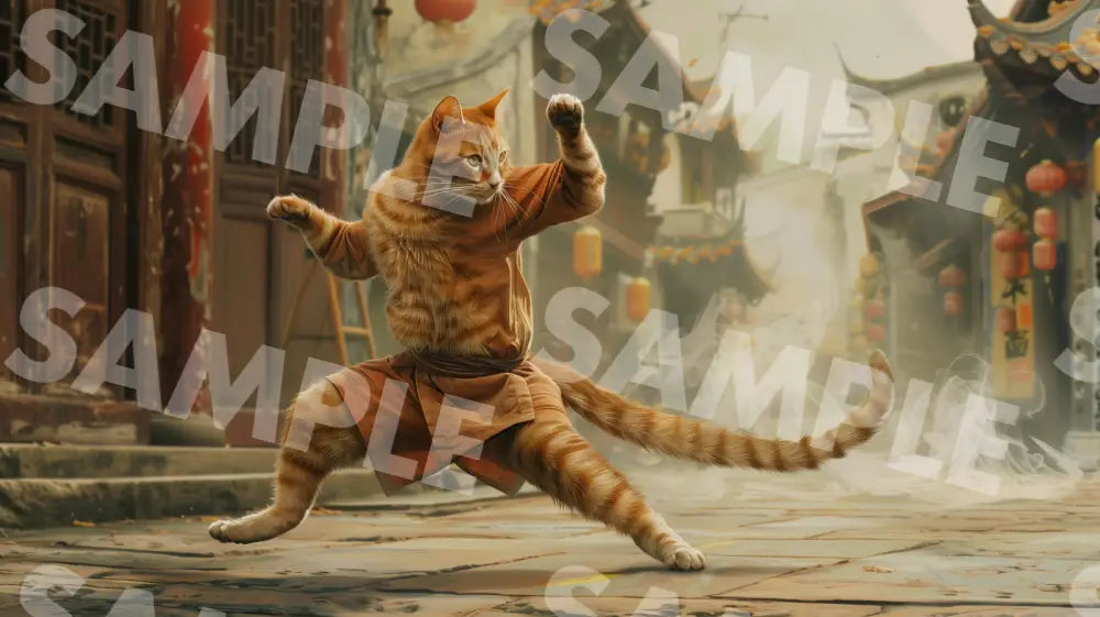 Digital Image Picture Photo Cat Kung Fu Wallpaper Background Dl0291