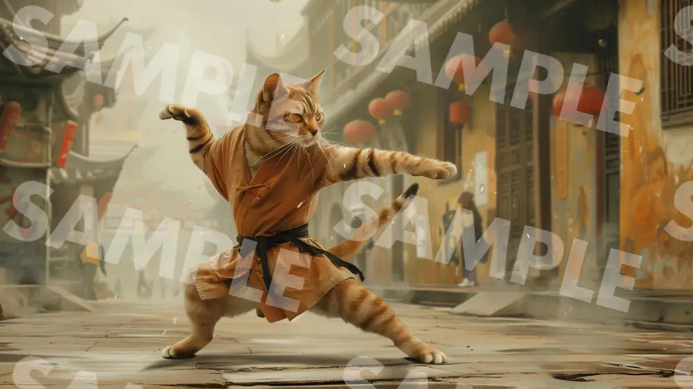 Digital Image Picture Photo Cat Kung Fu Wallpaper Background Dl0293