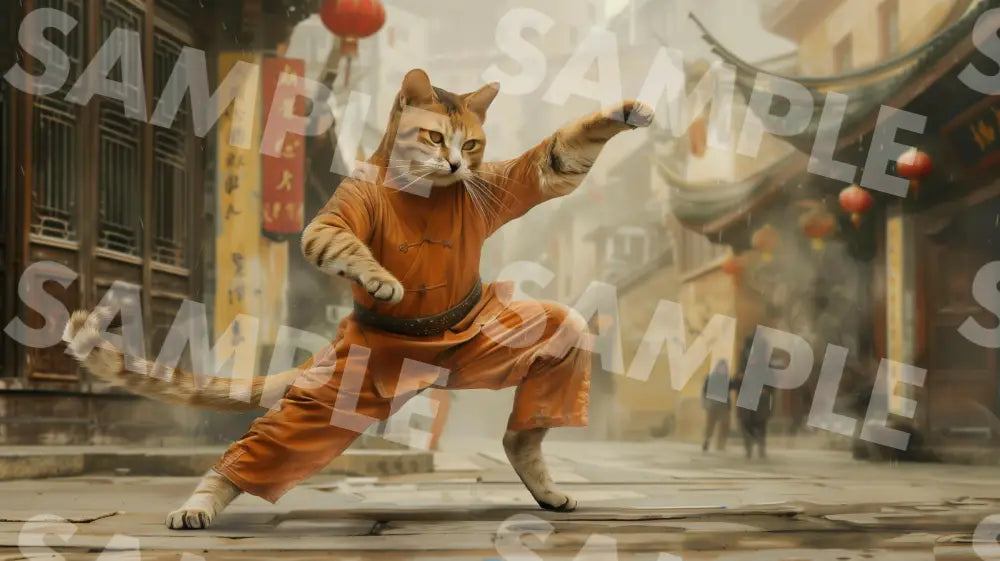 Digital Image Picture Photo Cat Kung Fu Wallpaper Background Dl0294