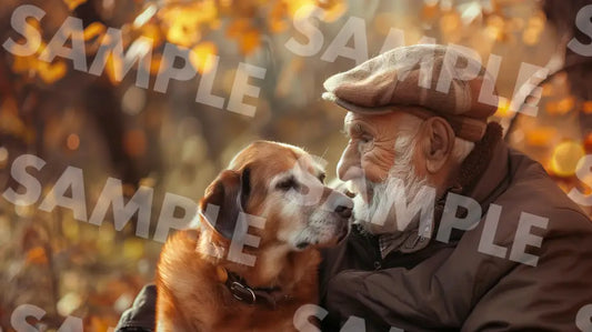 Digital Image Picture Photo Dog And Old Man Wallpaper Background Dl0666