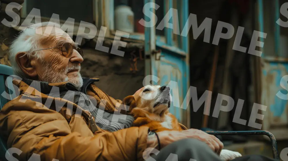 Digital Image Picture Photo Dog And Old Man Wallpaper Background Dl0667