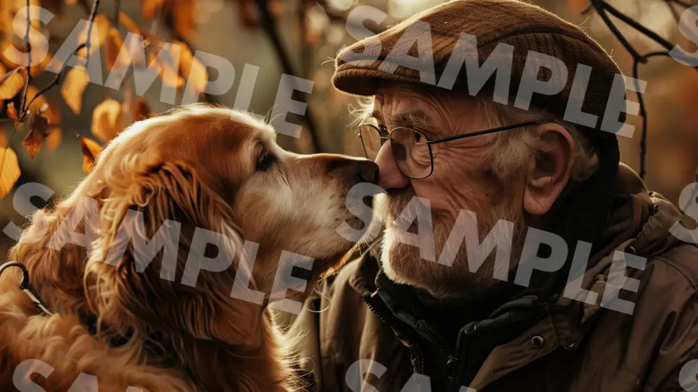 Digital Image Picture Photo Dog And Old Man Wallpaper Background Dl0668