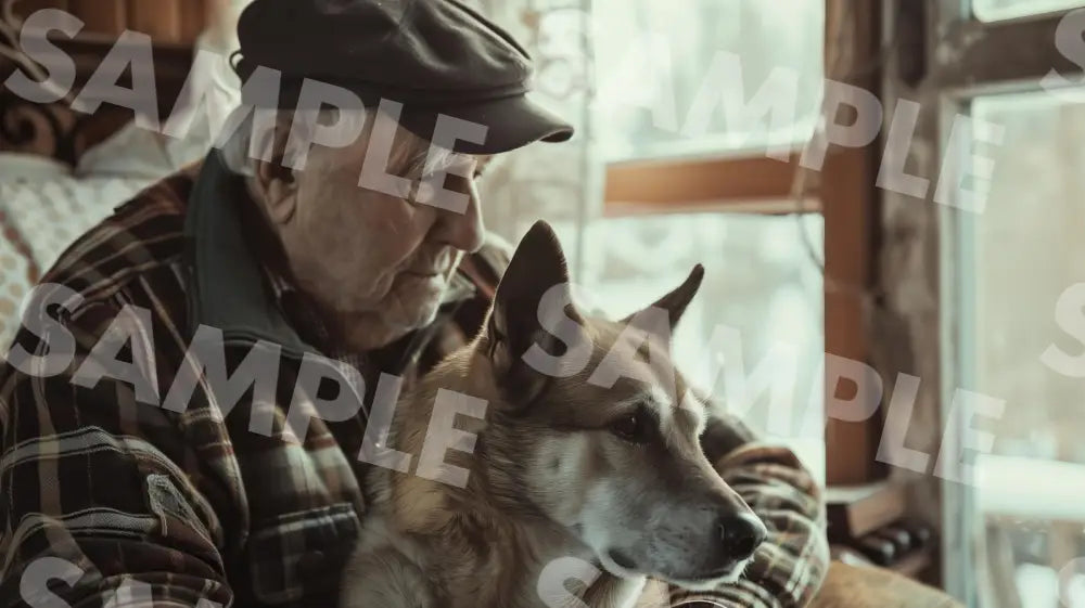 Digital Image Picture Photo Dog And Old Man Wallpaper Background Dl0669