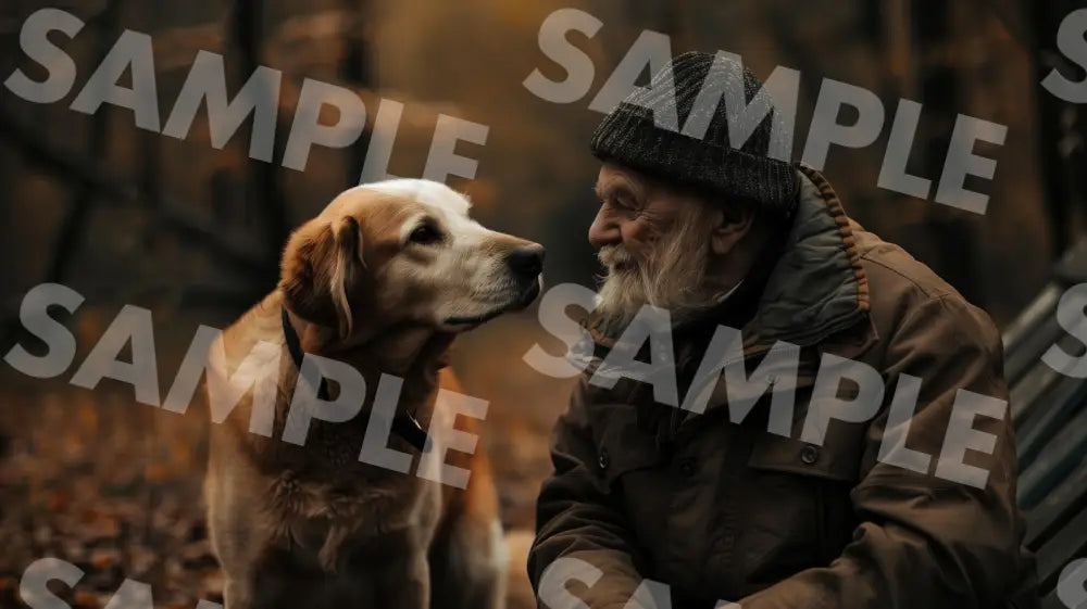 Digital Image Picture Photo Dog And Old Man Wallpaper Background Dl0670