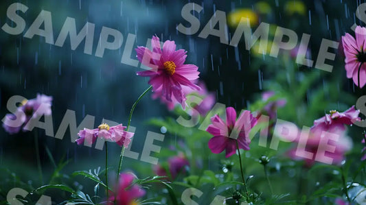 Digital Image Picture Photo Flower And Rain Wallpaper Background Dl0718