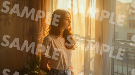 Digital Image Picture Photo Girl Standing By The Window Wallpaper Background Dl0473