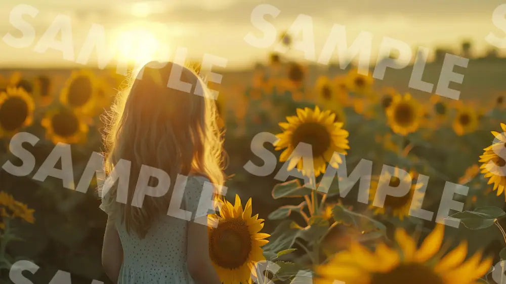 Digital Image Picture Photo Girl With Sunflowers Wallpaper Background Dl0686