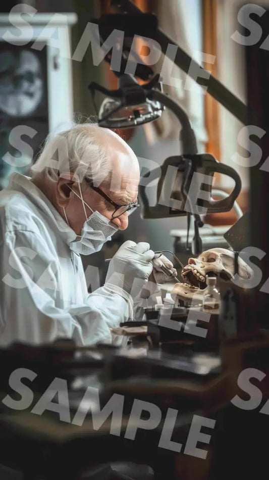 Digital Image Picture Photo Man Dentist and Skull Wallpaper Background dl0824