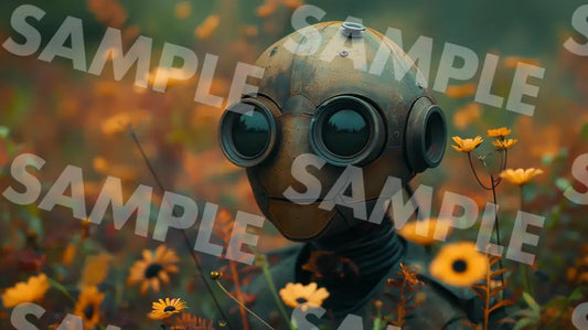 Digital Image Picture Photo Robot And Flowers Wallpaper Background Dl0353