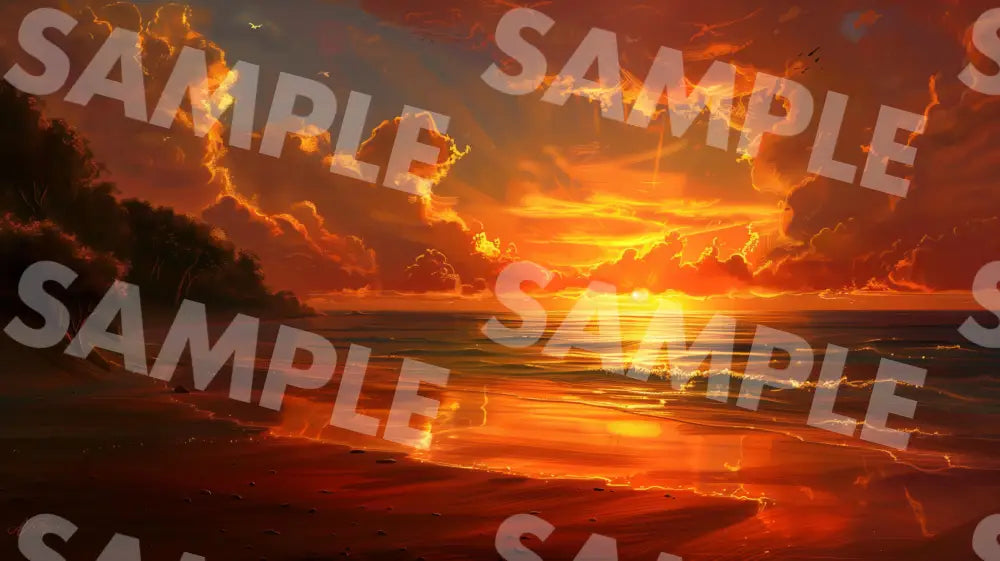 Digital Image Picture Photo Scenery Sunset Beach Wallpaper Background Dl0142