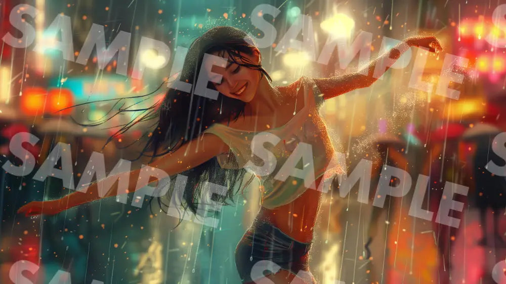 Digital Image Picture Photo Woman Dancing In The Rain Wallpaper Background Dl0241