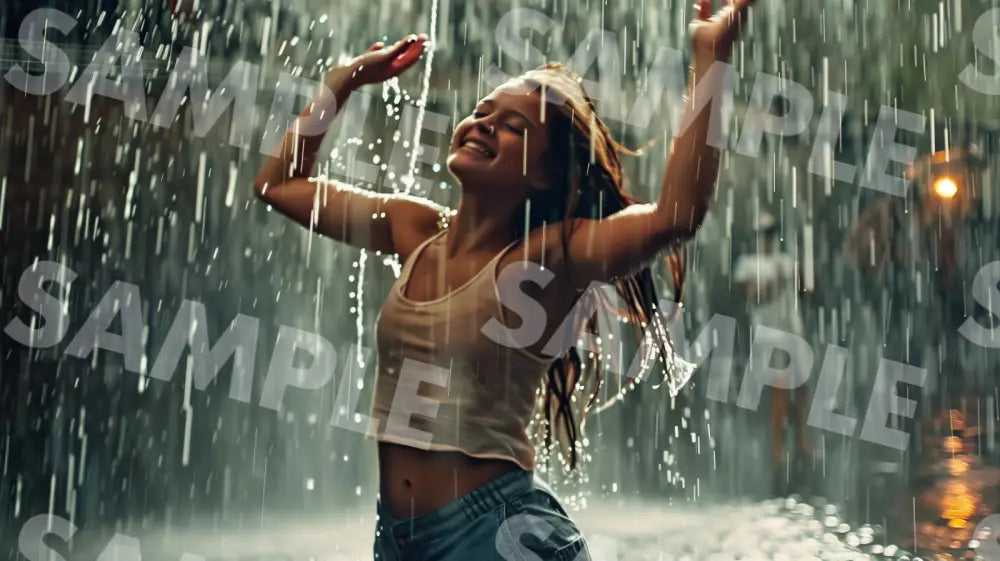 Digital Image Picture Photo Woman Dancing In The Rain Wallpaper Background Dl0242