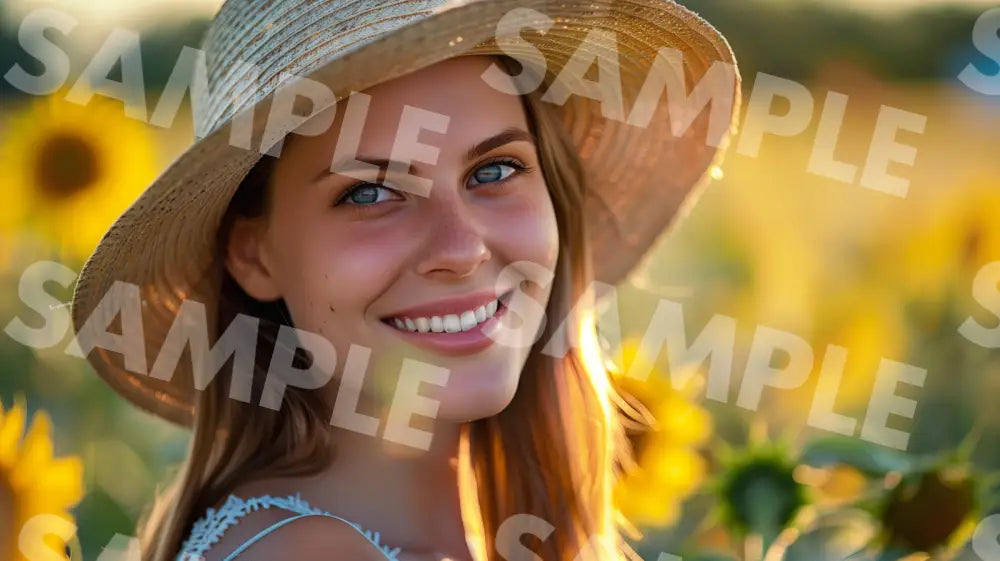 Digital Image Picture Photo Woman With Sunflowers Wallpaper Background Dl0683