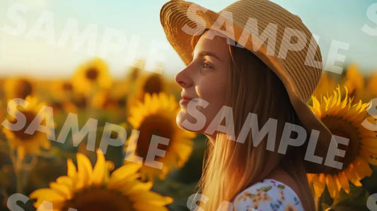 Digital Image Picture Photo Woman With Sunflowers Wallpaper Background Dl0684