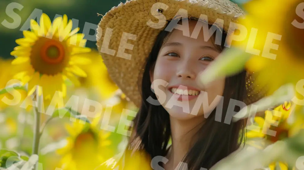 Digital Image Picture Photo Woman With Sunflowers Wallpaper Background Dl0685